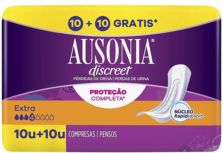 Podpaski urologiczne, 20 szt. - Ausonia Discreet Extra  — Zdjęcie N1