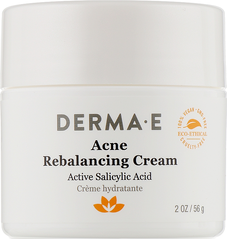 Krem nawilżający z kwasem salicylowym do cery trądzikowej - Derma E Anti-Acne Rebalancing Cream Active Salicylic Acid