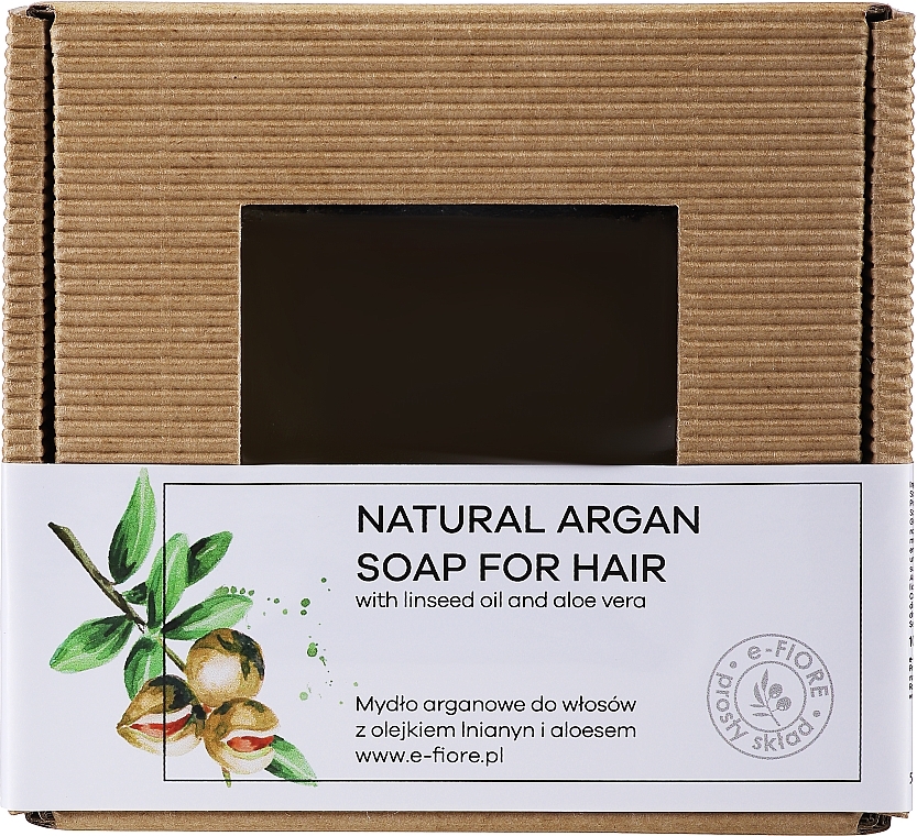 PRZECENA! Mydło arganowe do włosów z olejkiem lnianym i aloesem - E-Fiore Natural Argan Soap For Hair * — Zdjęcie N1