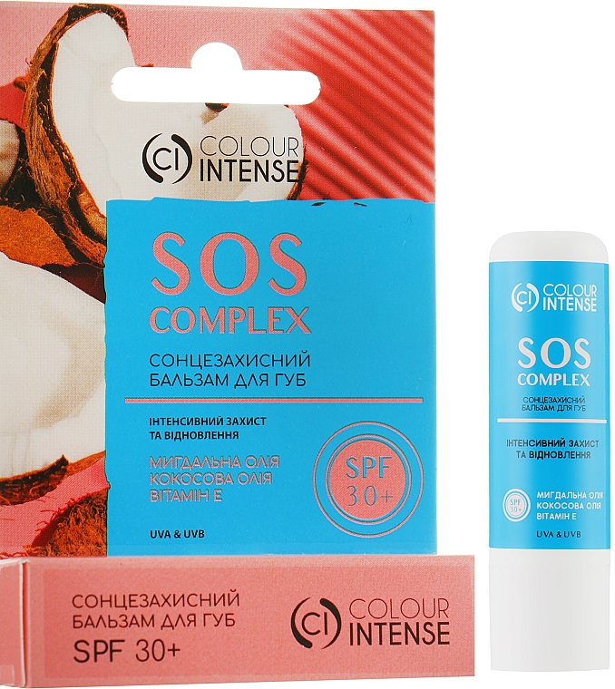 Kokosowy balsam do ust z filtrem przeciwsłonecznym - Colour Intense Sos Complex SPF 30+
