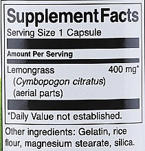 Suplement diety Trawa cytrynowa, 400 mg - Swanson Full Spectrum Lemongrass — Zdjęcie N3