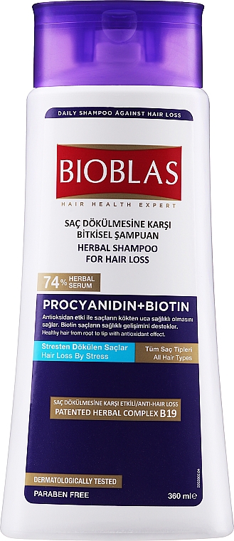 Szampon przeciw okresowemu i ciężkiemu wypadaniu włosów - Bioblas Procyanidin Anti Stress Shampoo — Zdjęcie N1