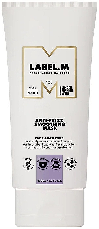 Wygładzająca maska do włosów kręconych - Label.m Anti-Frizz Smoothing Mask — Zdjęcie N1