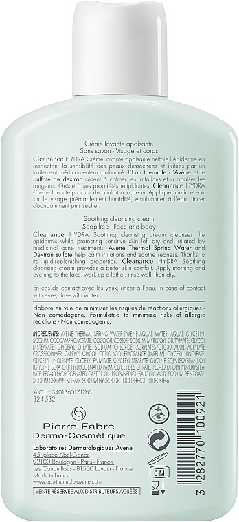 Krem do mycia twarzy do skóry problematycznej - Avène Cleanance Hydra Soothing Cleansing Cream — Zdjęcie N2