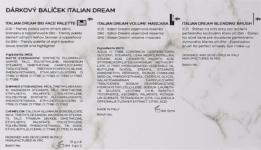 Zestaw - Gabriella Salvete Italian Dream Gift Box (palette/20g + mascara/12ml + brush/1pc) — Zdjęcie N3