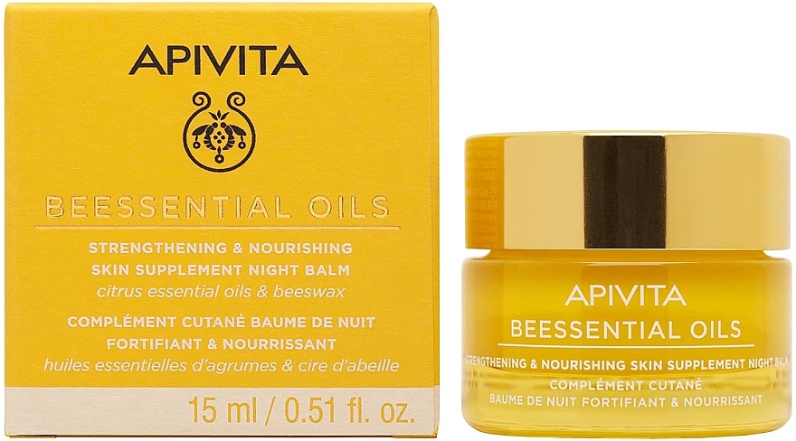 Nawilżający balsam do twarzy na noc - Apivita Beessential Oils Strengthening & Nourishing Skin Supplement Night Balm — Zdjęcie N1