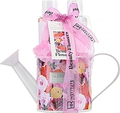 Kup Zestaw - IDC Institute Beauty Flowers Watering Can (sh/gel/100ml + b/lot/100ml + sponge)