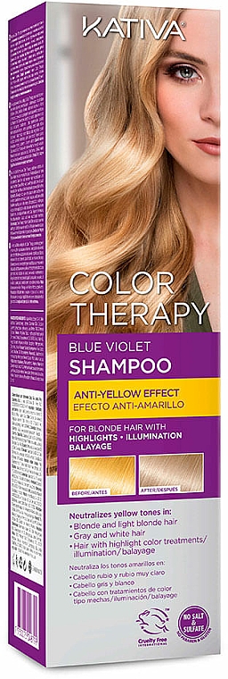 Szampon do włosów blond przeciw żółtym tonom - Kativa Color Therapy Anti-Yellow Effect Shampoo — Zdjęcie N1