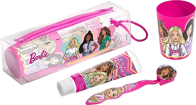 Zestaw - Lorenay Barbie (toothpaste/75ml + toothbrush/1pcs + cup/1pcs + bag1/pcs) — Zdjęcie N1