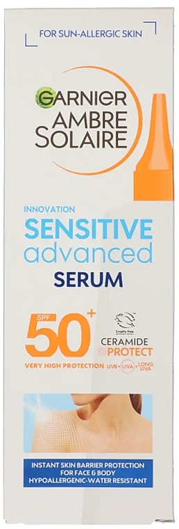 Serum przeciwsłoneczne do ciała - Garnier Ambre Solaire Sensitive Advanced Serum SPF50+ — Zdjęcie N2