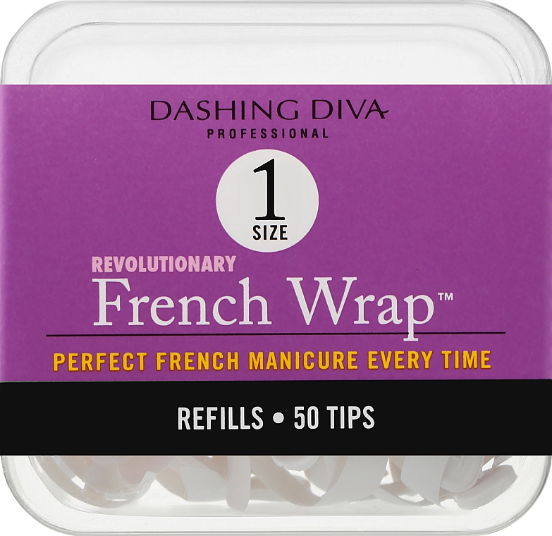 Wąskie tipsy - Dashing Diva French Wrap White 50 Tips (Size 1)