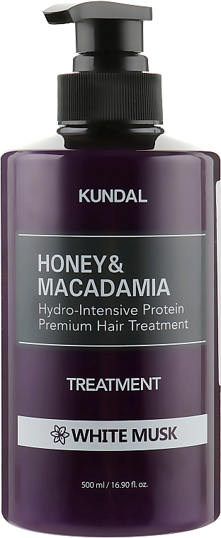 Intensywnie nawilżająca kuracja proteinowa do włosów Białe piżmo - Kundal Honey & Macadamia Treatment White Musk — Zdjęcie N5