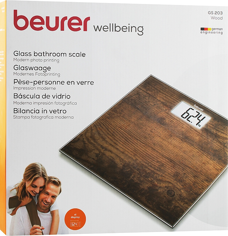 Szklana waga łazienkowa GS 203 Wood - Beurer — Zdjęcie N2