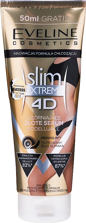 Ujędrniające złote serum modelujące - Eveline Cosmetics Slim Extreme 4D