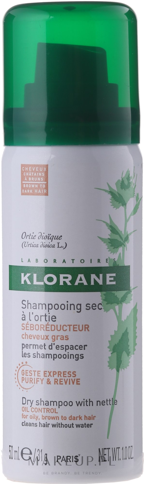 Seboregulujący szampon suchy z wyciągiem z pokrzywy - Klorane Nettle Sebo-Regulating Dry Shampoo For Oily Hair — Zdjęcie 50 ml