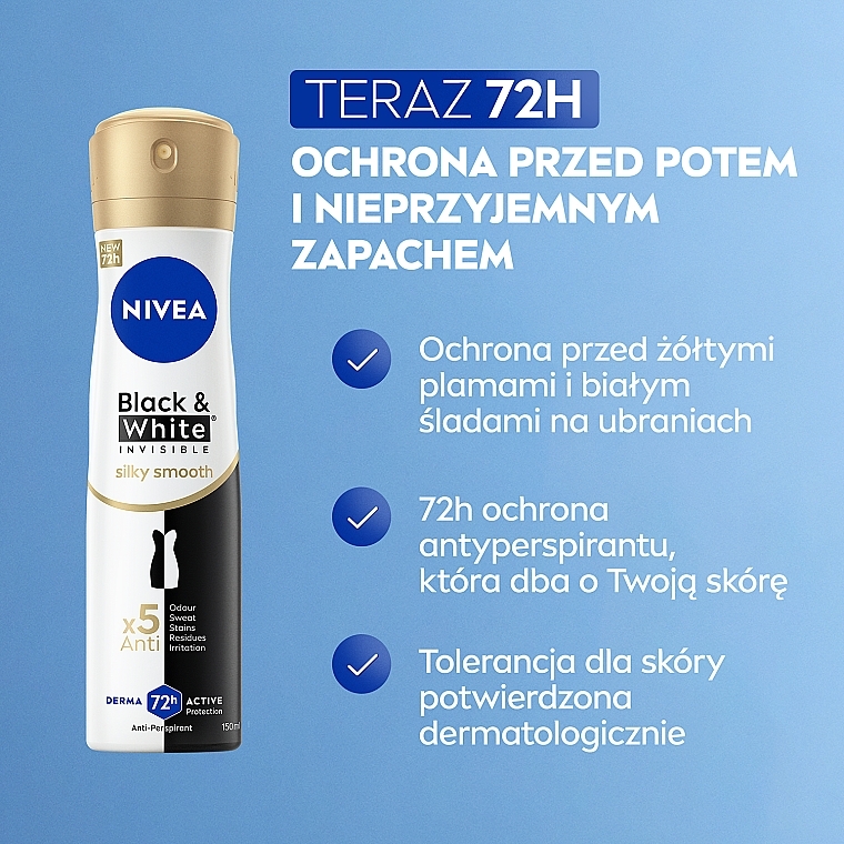 Antyperspirant w sprayu - NIVEA Black & White Invisible Silky Smooth — Zdjęcie N3