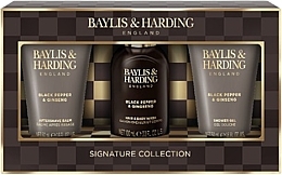 Kup Zestaw - Baylis & Harding Black Pepper & Ginseng Men's Luxury Mini Trio Gift Set (ash/balm/50ml + shm/100ml + sh/gel/50ml)