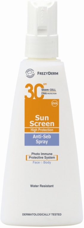 Przeciwsłoneczny krem do twarzy i ciała w sprayu SPF 30 - FrezyDerm Sun Screen Anti-Seb Spray — Zdjęcie N1