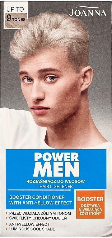 Rozjaśniacz do włosów do 9 tonów - Joanna Power Men Hair Lightener Booster Conditioner With Anti-Yellow Effect  — Zdjęcie N1
