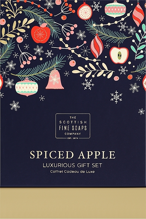 Zestaw - Scottish Fine Soaps Spiced Apple Luxurious Gift Set (scr/75ml + b/cr/75ml + h/cr/75ml + soap/100g)