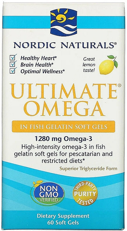 Wegański suplement diety w miękkich kapsułkach, Omega 3, 1280 mg - Nordic Naturals Ultimate Omega Xtra Lemon — Zdjęcie N2