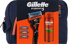 Kup Zestaw - Gillette Fusion 5 (gel/200ml + razor/1pc + blade/3pcs + bag/1pc) 