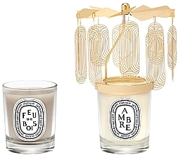 Kup Zestaw - Diptyque Amber And Firewood Candle Carousel Gift Set (candle/2x70g + acc/1pc)