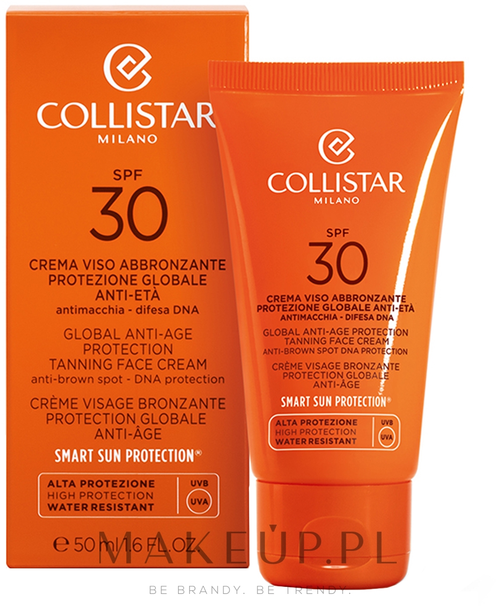 Przeciwstarzeniowy krem brązujący do twarzy SPF 30 - Collistar Global Anti-Age Protection Tanning Face Cream — Zdjęcie 50 ml