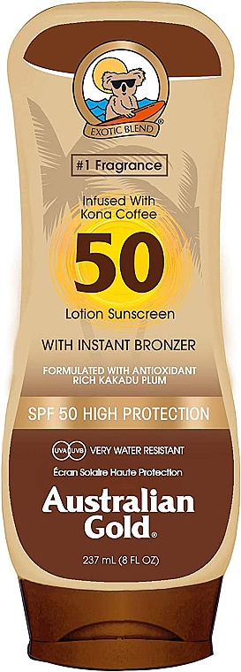 Krem do opalania z błyskawiczną opalenizną - Australian Gold Lotion Sunscreen With Instant Bronzer SPF 50 — Zdjęcie N1