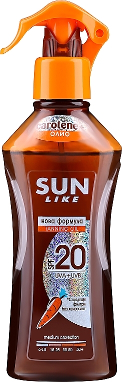 Olejek w sprayu przyspieszający opalanie - Sun Like Deep Tanning Oil SPF 20 New Formula — Zdjęcie N1