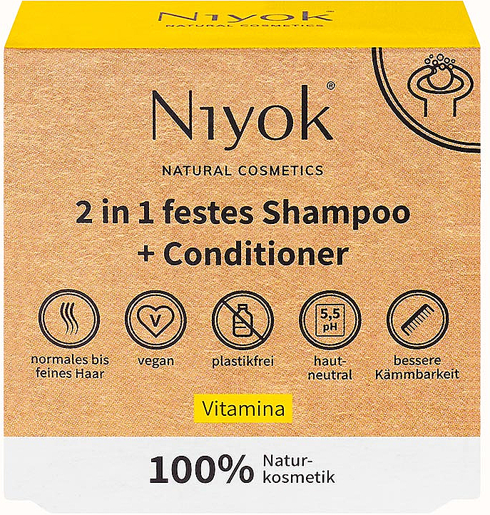 Witaminowy szampon i odżywka do włosów w kostce 2 w 1 - Niyok 2in1  — Zdjęcie N1