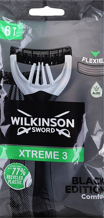 Zestaw jednorazowych maszynek do golenia, 6 szt. - Wilkinson Sword Xtreme 3 Black Edition — Zdjęcie N1