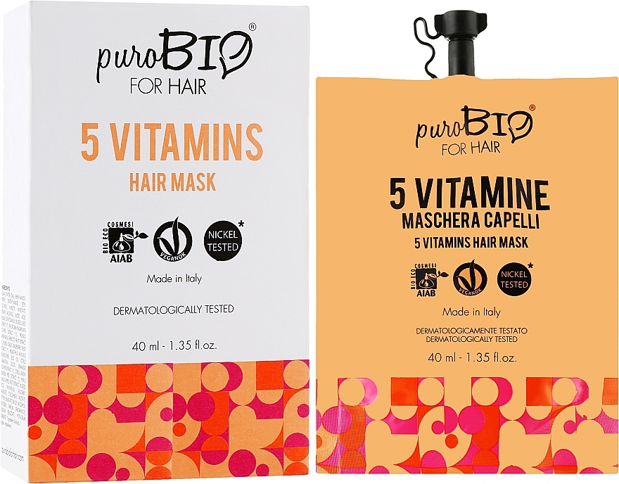 Maseczka do włosów z 5 witaminami - puroBIO Cosmetics For Hair 5 Vitamins Mask — Zdjęcie N2