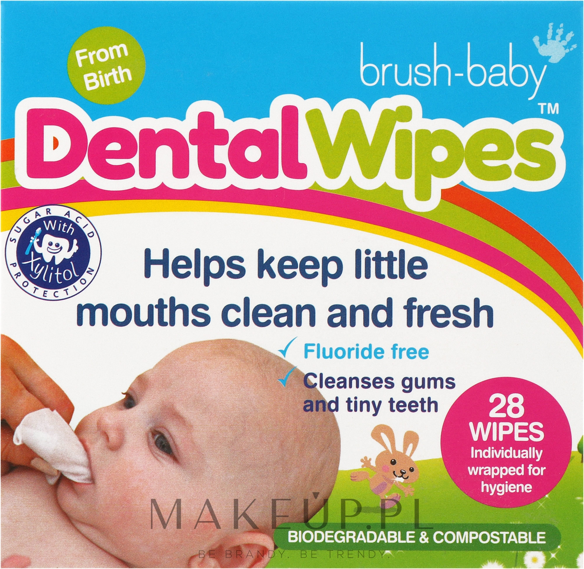 Jednorazowe chusteczki dentystyczne dla dzieci DentalWipes - Brush-Baby — Zdjęcie 28 szt.