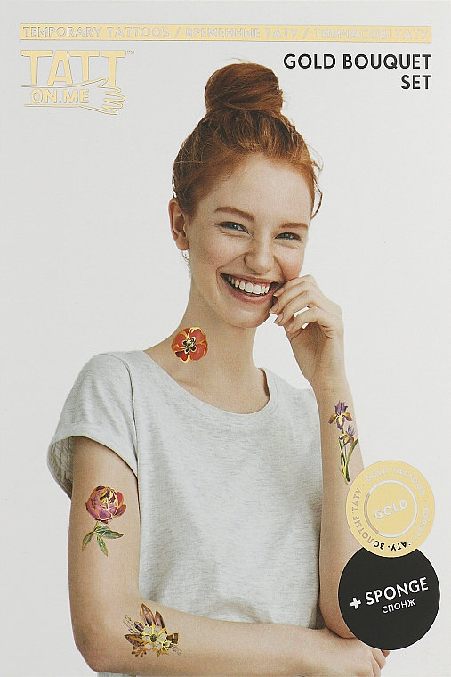 Tymczasowe tatuaże - TATTon.me Gold Bouquet Set — Zdjęcie N1