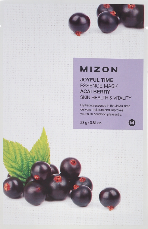 Witalizująca maska na tkaninie z ekstraktem z jagód acai - Mizon Joyful Time Essence Mask Acai Berry — Zdjęcie N1