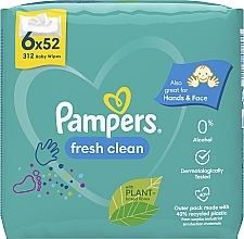 Nawilżane chusteczki dla dzieci Fresh Clean, 6x52 szt. - Pampers — Zdjęcie N2