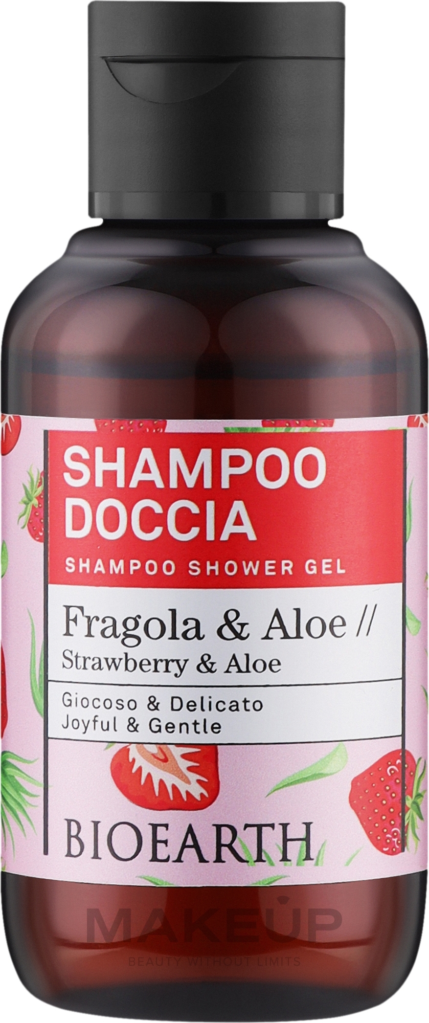 Szampon-żel pod prysznic Truskawka i aloes - Bioearth Family Strawberry & Aloe Shampoo Shower Gel — Zdjęcie 100 ml