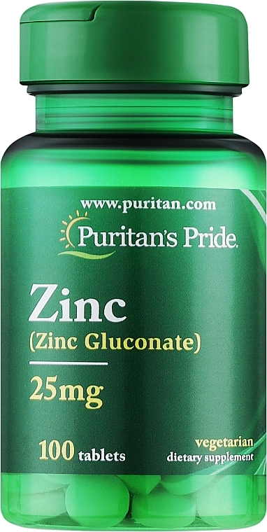 Suplement diety Cynk, 25 mg - Puritan's Pride Zinc Gluconate — Zdjęcie N1