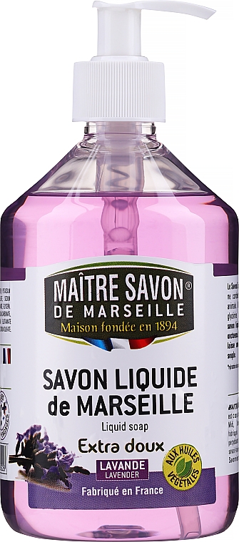 Naturalne mydło marsylskie w płynie Lawenda - Maitre Savon De Marseille Savon Liquide De Marseille Lavander Liquid Soap — Zdjęcie N1