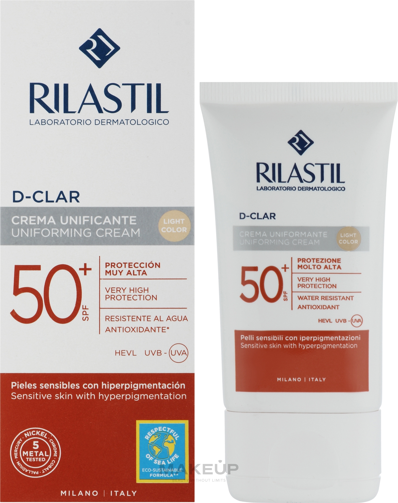 Krem fotoochronny - Rilastil Sun System D-Clar Uniforming Cream SPF50+ Light — Zdjęcie 40 ml