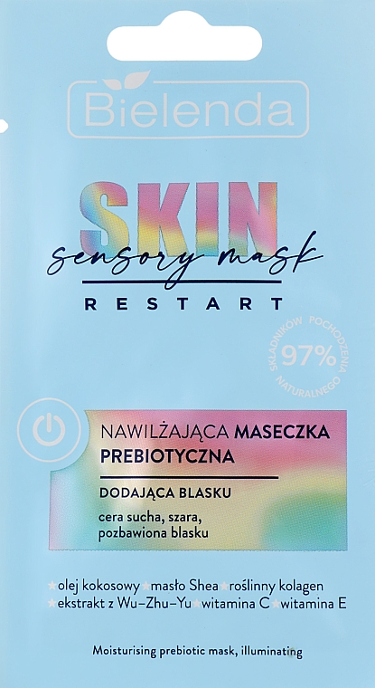 Nawilżająca prebiotyczna maska ​​rozświetlająca do twarzy - Bielenda Skin Restart Sensory Moisturizing Prebiotic Mask
