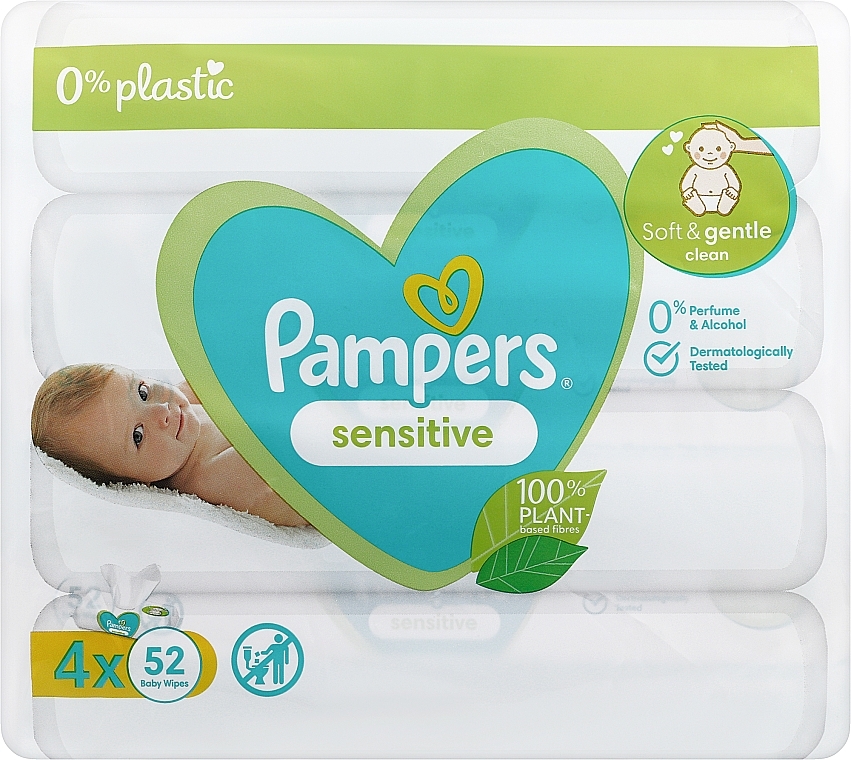 Chusteczki nawilżane dla niemowląt, 4x52 szt. - Pampers Sensitive — Zdjęcie N1