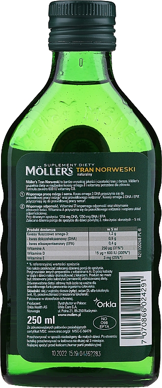 Suplement diety Tran norweski Omega-3 + D3 - Möller’s — Zdjęcie N2