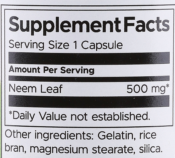 Ziołowy suplement diety Liście Neem - Swanson Neem Leaf 500 mg — Zdjęcie N3