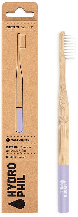 Bambusowa szczoteczka do zębów, miękka, fioletowa - Hydrophil Bambus Toothbrush Super Soft Purple