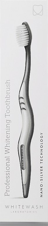Szczoteczka do zębów z jonami srebra o działaniu antybakteryjnym, miękka, biało-szara - WhiteWash Laboratories Whitening Toothbrush Nanosilver Technology — Zdjęcie N1