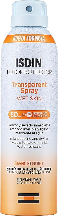 Przeciwsłoneczny spray transparentny - Isdin Fotoprotector Transparent Spray Wet Skin SPF 50+