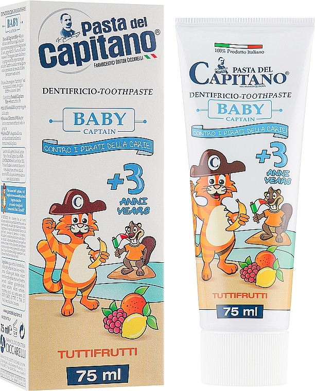 PRZECENA! Pasta do zębów dla dzieci 3+ o smaku owocowym - Pasta del Capitano * — Zdjęcie N1