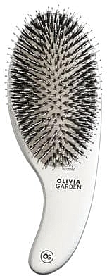 Szczotka do włosów, włosie mieszane, srebrna - Olivia Garden Expert Care Curve Boar & Nylon Bristles Silver — Zdjęcie N1